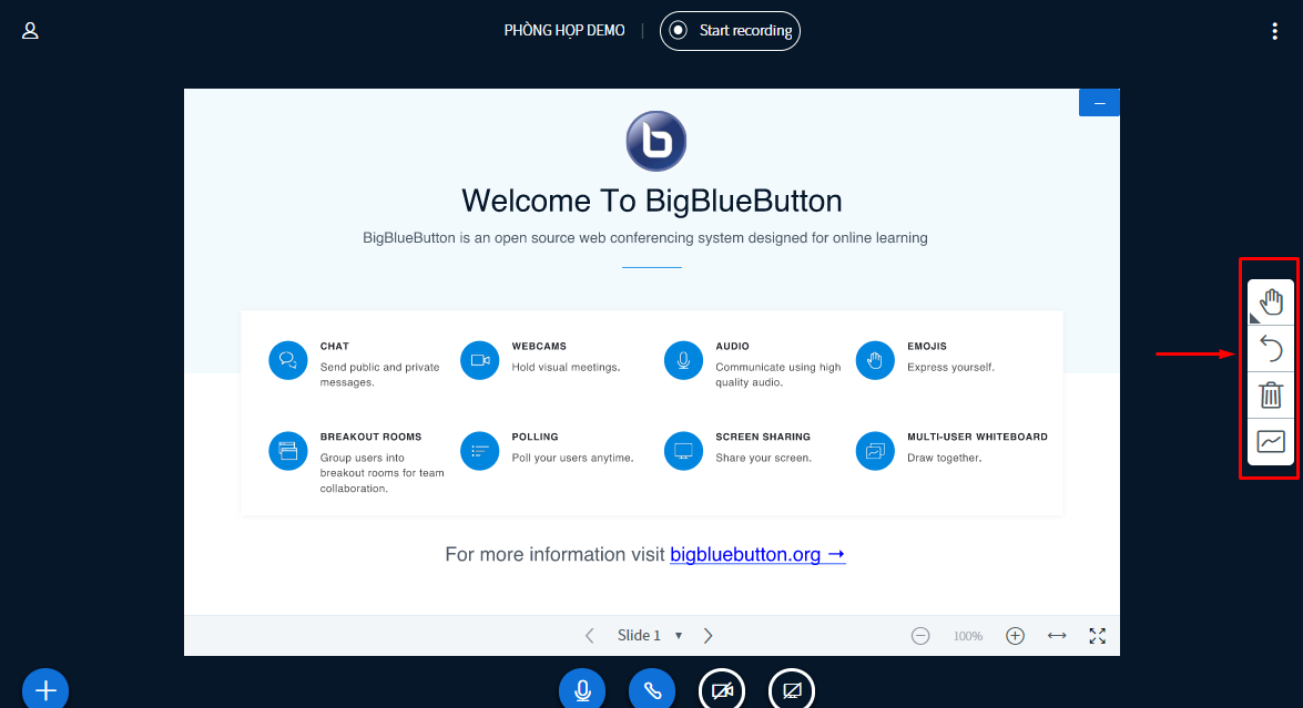 Bigbluebutton giao dien
