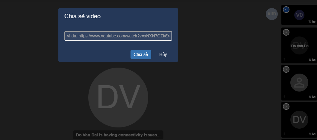 Hình 8: Nhập đường dẫn video cần chia sẻ