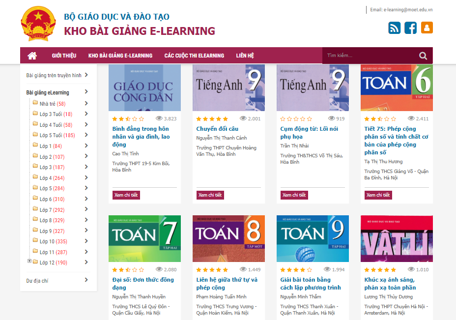 Kho học liệu E-Learning của Bộ Giáo dục & Đào tạo