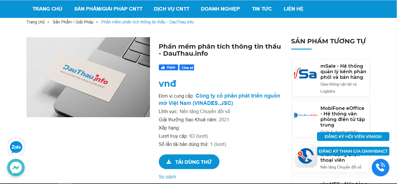 Sản phẩm DauThau info