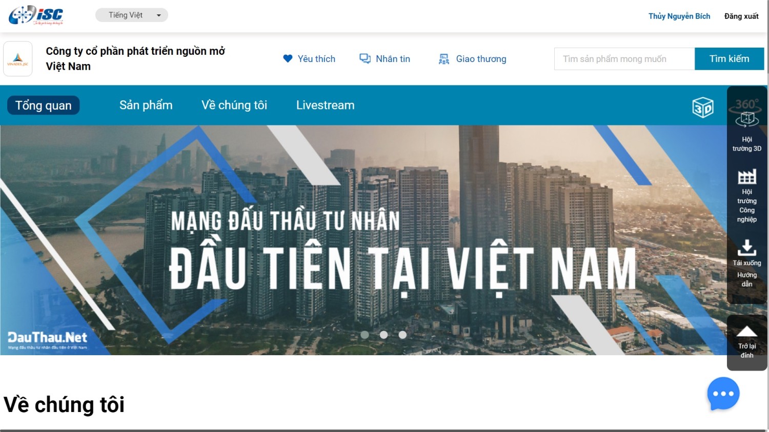 Gian hàng của VINADES trên Website triển lãm