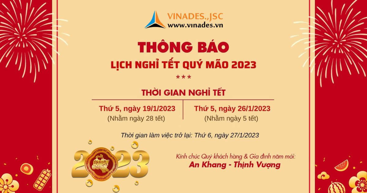 VINADES thông báo lịch nghỉ tết Nguyên đán năm 2023