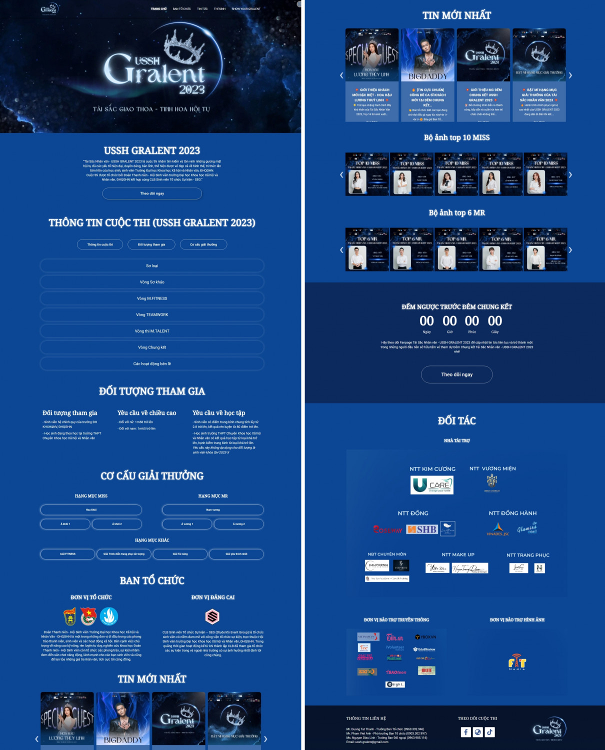 Giao diện trang chủ Landing page của chương trình