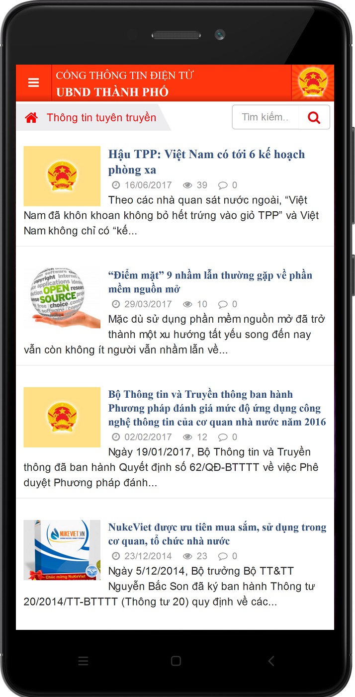 NukeViet eGovernment - Giao diện Mobile