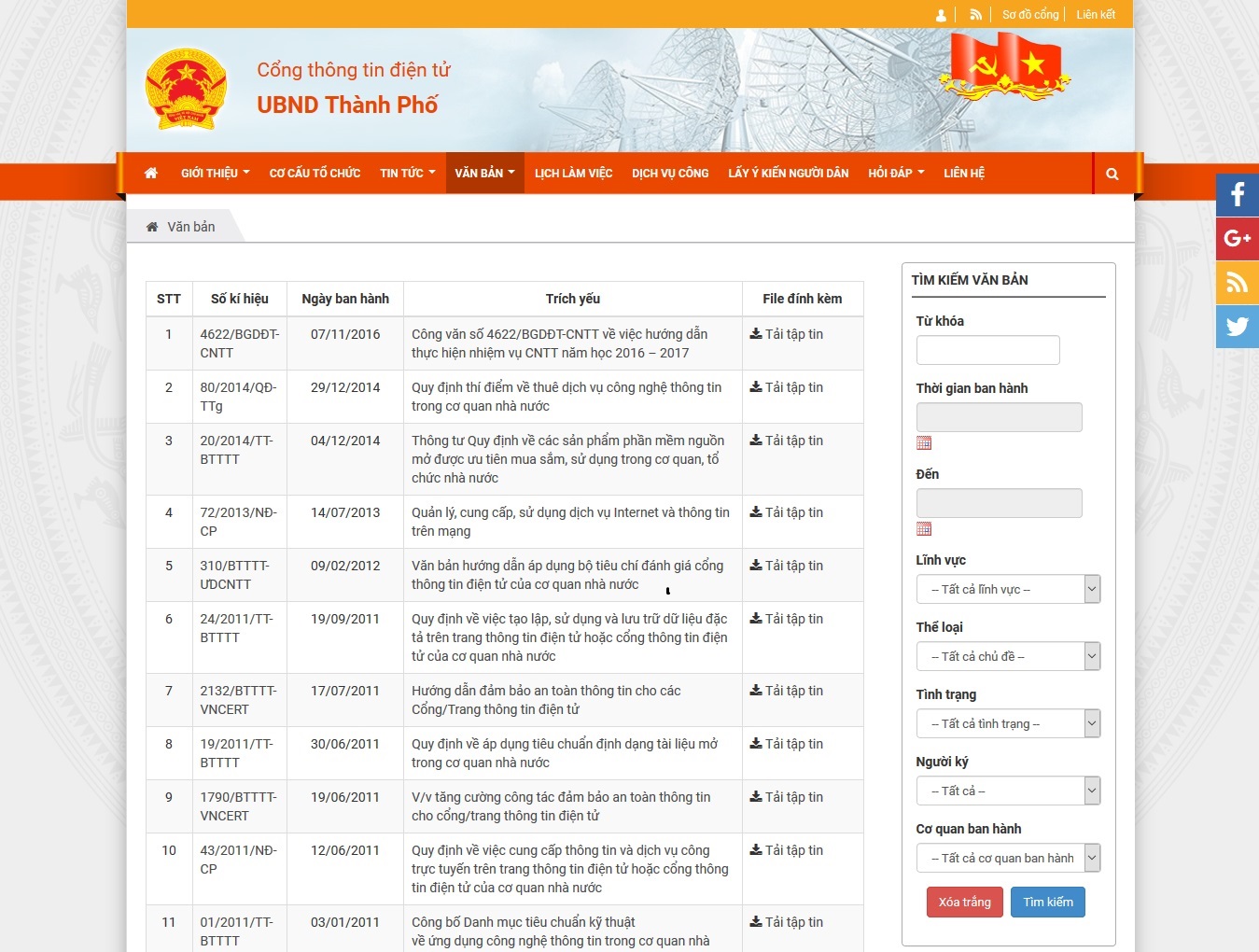 NukeViet eGovernment - Giao diện tra cứu Văn bản pháp quy